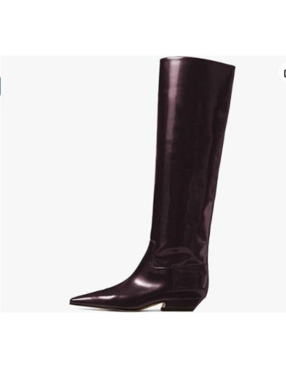 miss left Women Square Toe Knee High Boot Wide Calf Low Chunky Heels Purple